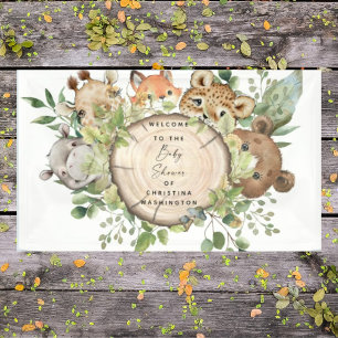 Banderoles Baby shower blanc mignon des animaux en bois