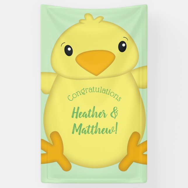 Banderoles Baby shower blanc vert (Vertical)