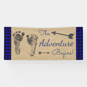 Banderoles Baby shower bleu de plaid de Buffalo de bûcheron