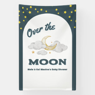 Banderoles Baby shower bleu lune mur photo personnalisée