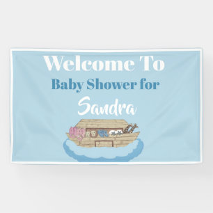 Banderoles Baby shower bleu moderne Eléphant Arche du garçon 