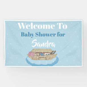 Banderoles Baby shower bleu moderne éléphant d'arche de Boy N