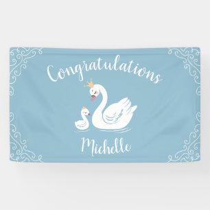 Banderoles Baby shower Blue Boy Swan