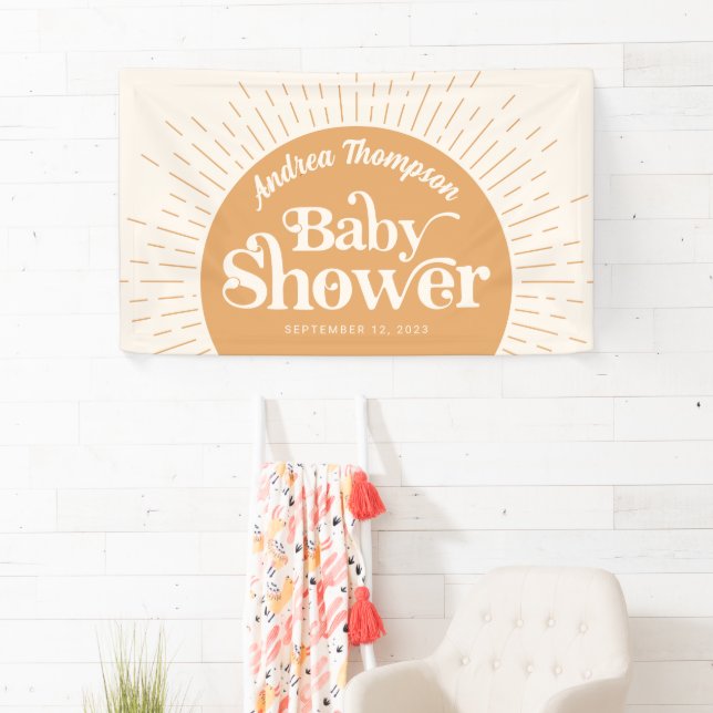 Banderoles Baby Shower Bohème Jaune Sunshine  (En situation)