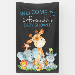Banderoles Baby shower Chalkboard Watercol Cute Safari Jungle