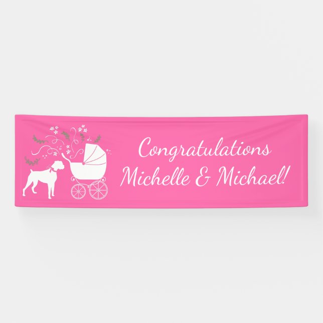 Banderoles Baby shower Chien Boxer Chien Chien Chien Chien ro (Horizontal)