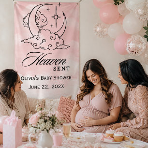 Banderoles Baby Shower Ciel Envoyé Rose Lune Étoiles