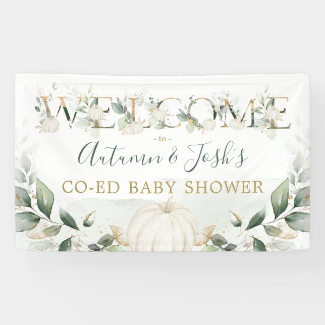 Banderoles Baby shower Citrouille de la verdure - Automne Coe (Horizontal)