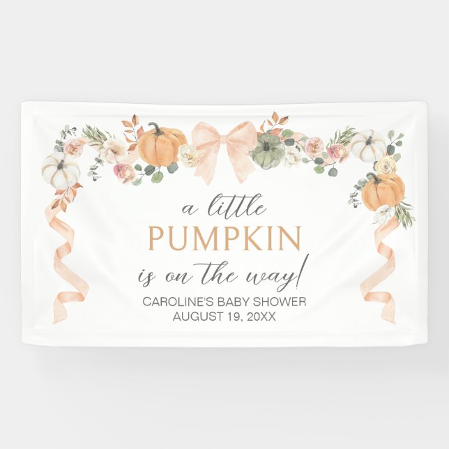Banderoles Baby shower Citrouille Orange Bow (Horizontal)