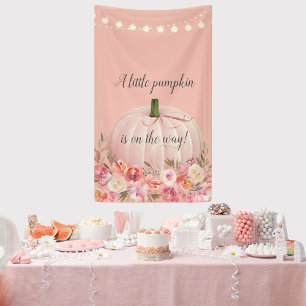 Banderoles Baby Shower Citrouille Rose Gold Élégant