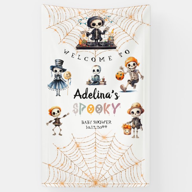 Banderoles Baby shower Costume Halloween Boo Skeletons Éffray (Vertical)
