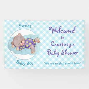 Banderoles Baby shower couché du garçon ours en peluche