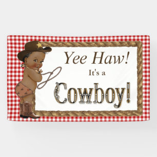 Banderoles Baby-shower cow-boy afro-américain