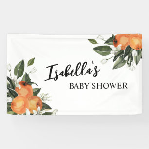 Banderoles Baby shower d'agrumes orange fond Little Cutie