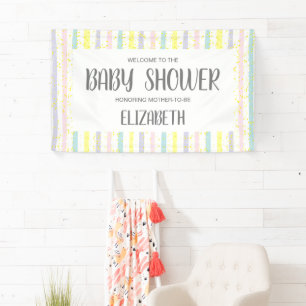 Banderoles Baby shower d'aquarelle Pastel Stripes