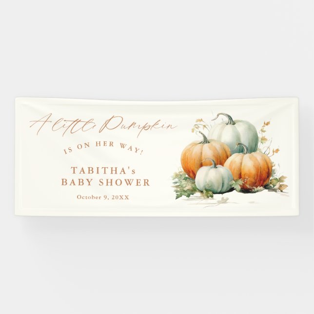 Banderoles Baby shower d'automne des petits Citrouilles Neutr (Horizontal)