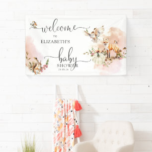 Banderoles Baby shower d'automne du Citrouille forestier Wood