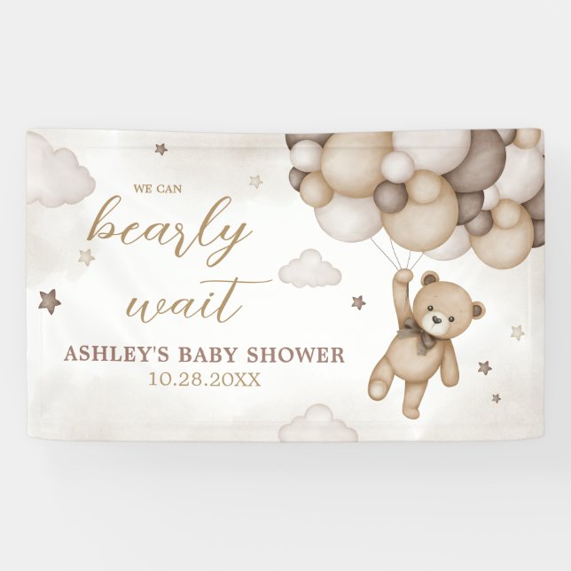 Banderoles Baby shower de ballon d'ours Brown (Horizontal)