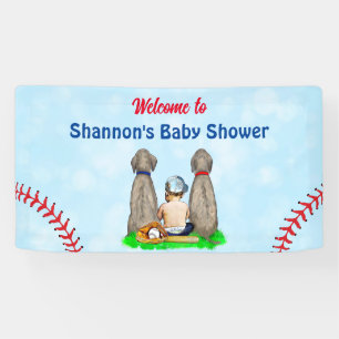 Banderoles Baby shower de baseball chien et bébé garçon