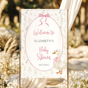 Banderoles Baby shower de boue rose florale d'oie soyeux Bien