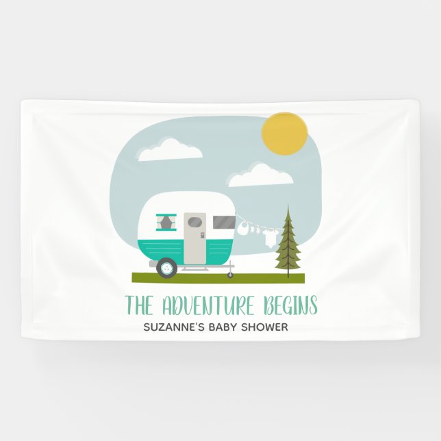 Banderoles Baby shower de camping-cars Turquoise (Horizontal)