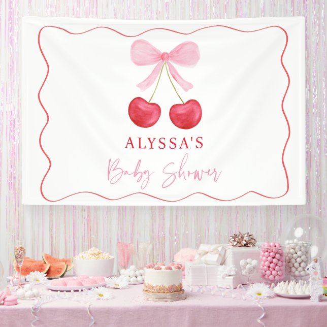 Banderoles Baby shower de cerise rose Bow (Fête)