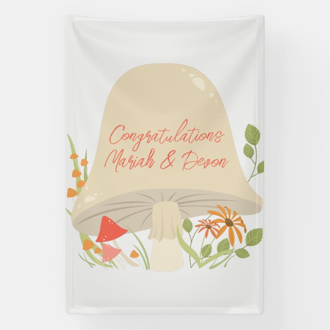 Banderoles Baby shower de champignons des bois (Verticale)