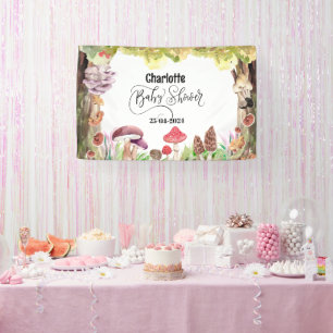 Banderoles baby shower de champignons forêt