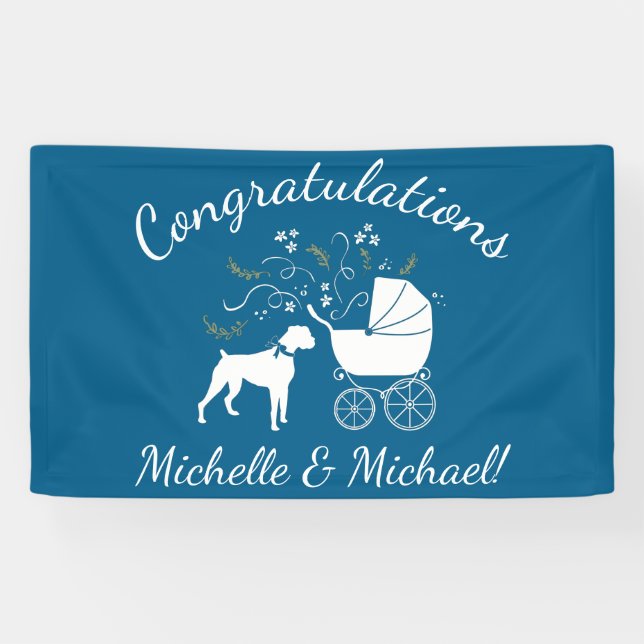 Banderoles Baby shower de chien de boxe (Horizontal)