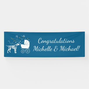 Banderoles Baby shower de Chien de Dalmatie, chienne rose