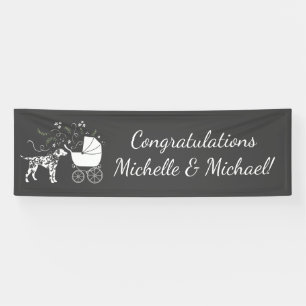 Banderoles Baby shower de Chien de Dalmatie gris chiche