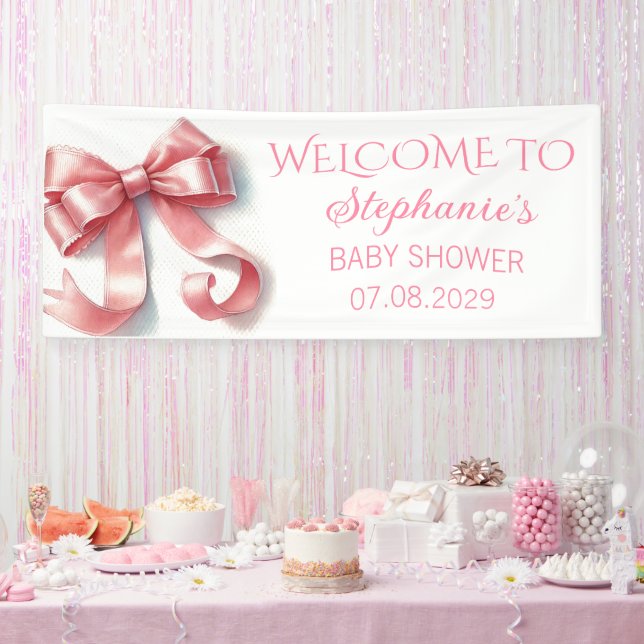 Banderoles Baby shower de coquette à mâchoires roses (Fête)