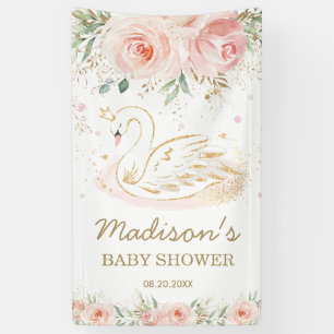 Banderoles Baby shower de cygne rose Floral Anniversaire Ba