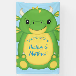 Banderoles Baby shower de dragon bleu