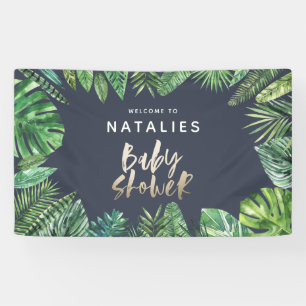 Banderoles Baby shower de feuille de palme tropicale et d'écr