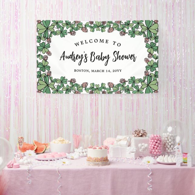 Banderoles Baby shower de fille de Clovers roses Bienvenue (Fête)