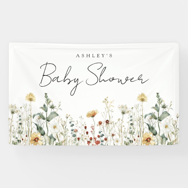 Banderoles Baby shower de Fleur sauvage d'été (Horizontal)
