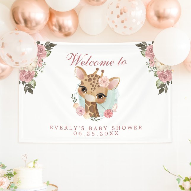 Banderoles Baby shower de Giraffe Florale Cute Bienvenue (Créateur téléchargé)