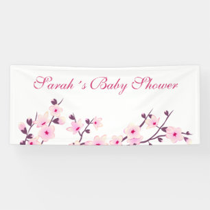 Banderoles Baby shower de hibou et de fleurs de cerisier