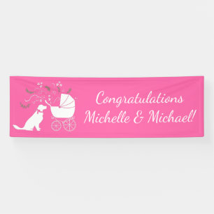 Banderoles Baby shower de la fille rose de Golden Retriever