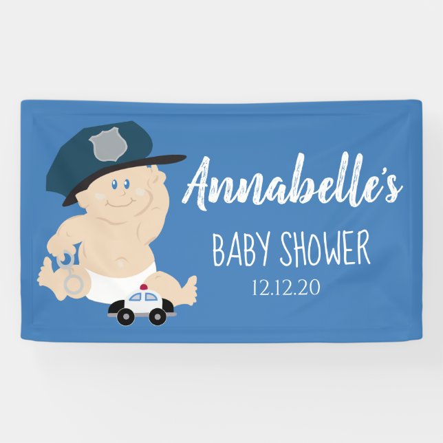 Banderoles Baby shower de l'officier de police de Baby Cop (Horizontal)