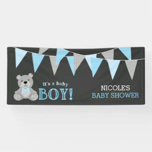 Banderoles Baby shower de l'ours en peluche gris