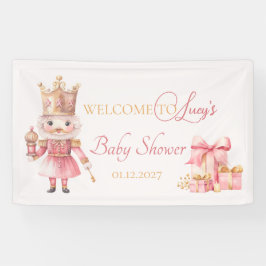 Banderoles Baby shower de Noël : Pink Nutcracker Welcome