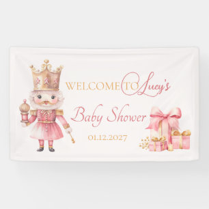 Banderoles Baby shower de Noël : Pink Nutcracker Welcome