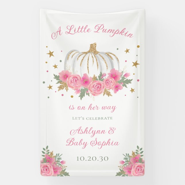 Banderoles Baby shower de petite fille Citrouille (Verticale)