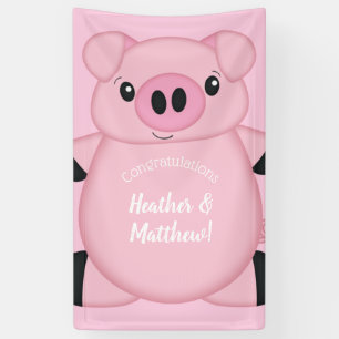 Banderoles Baby shower de porc rose