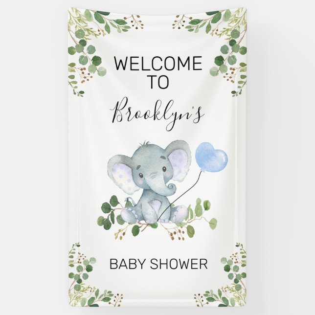 Banderoles Baby shower de remplissage éléphant de ballon coeu (Vertical)