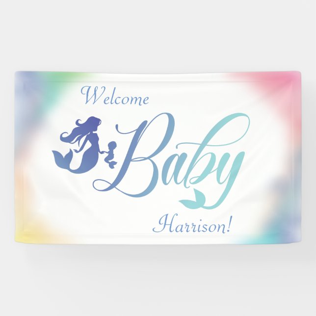 Banderoles Baby shower de sirènes sous la mer (Horizontal)