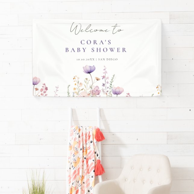 Banderoles Baby shower de terrain Fleur sauvage de prairie (En situation)