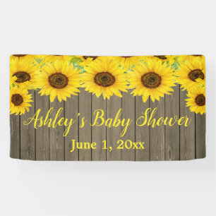 Banderoles Baby shower de tournesols Contexte Prop de bois ru